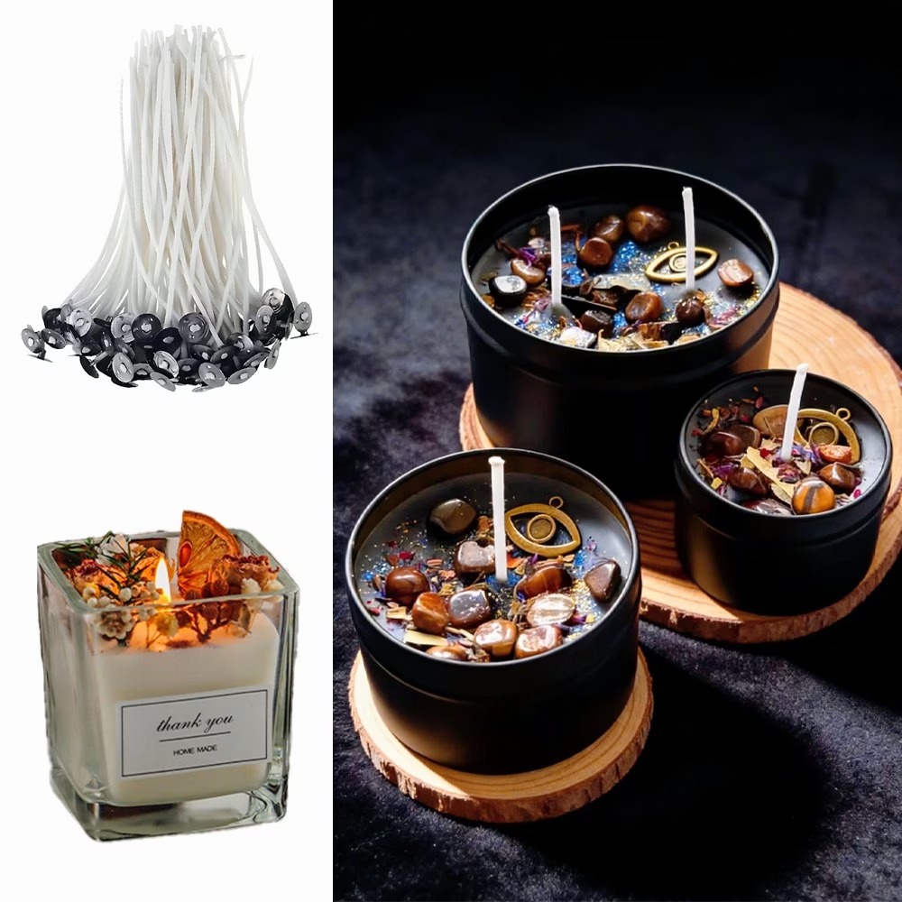 Cotton Wick Pre Tabbed - 100Pcs 6cm Smokeless Candle Wicks 6cm