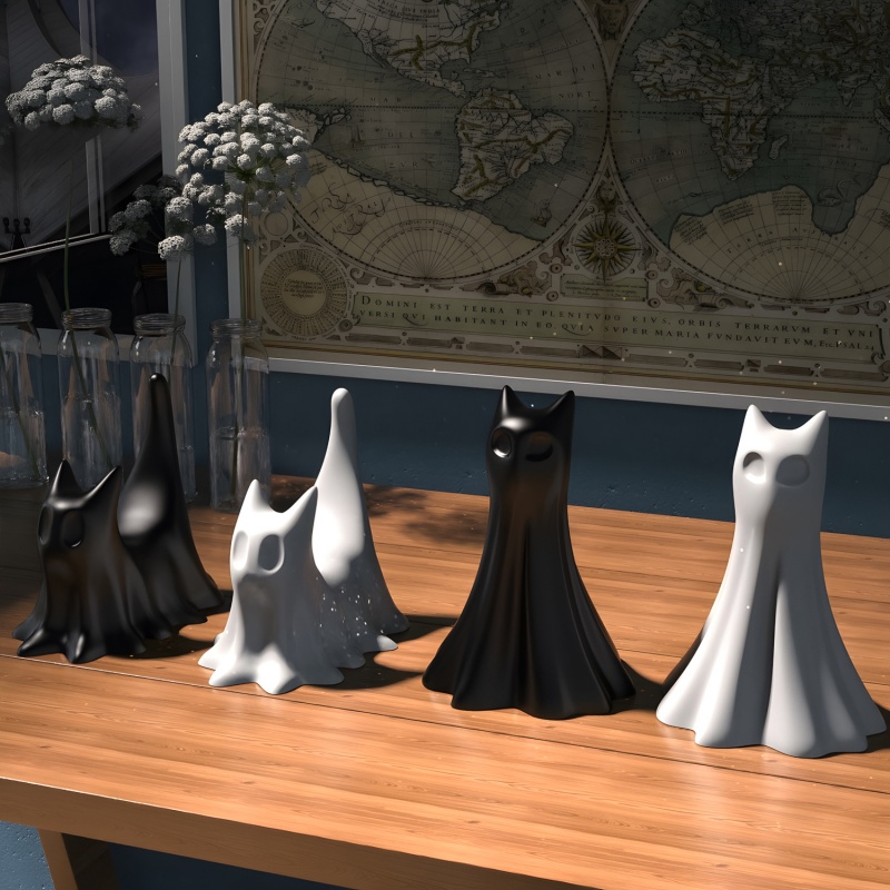 Ghost Cat Halloween Desktop Or - Candle Making Factory ulasan dan harga